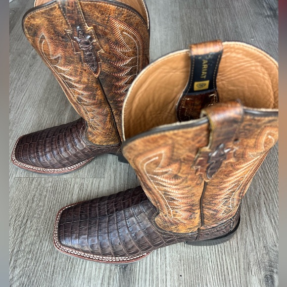 Ariat Double Down genuine caiman belly square toe 9D - Picture 2 of 9